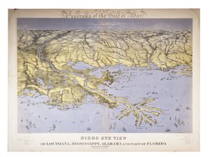 戦争の席のパノラマ：ルイジアナ、ミシシッピ、アラバマ、フロリダの一部の鳥瞰図、1861